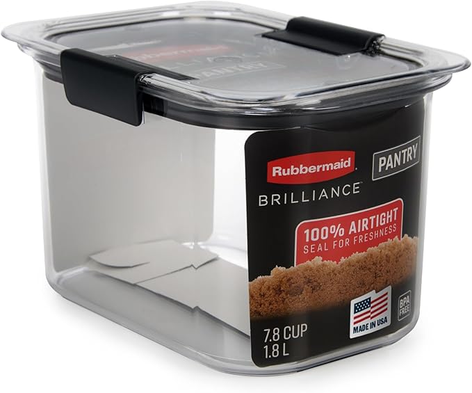 Rubbermaid Brilliance Pantry Airtight Food Storage Container, BPA-Free 7.8 Cup, Ideal for Brown Sugar - Efficient, Leak-Proof and Dishwasher-safe by Rubbermaid
