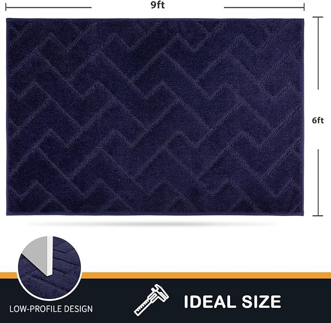 PURRUGS Easy Care Area Rug 6ft x 9ft, Non-Slip Machine Washable Entry Rug, Stain Resistant Accent Rug for Hallway, Bedroom, Living Room and Mudroom, Midnight Blue - Image 2