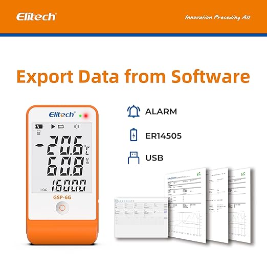 Elitech Digital Temperature Humidity Data Logger Medical Refrigerator Thermometer Vaccine Fridge Temperature Monitor Max Min Value GSP-6G - Image 4