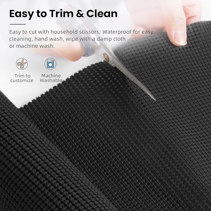 BAGAIL Drawer and Shelf Liner, 12 in X 30 Ft Non-Adhesive Shelf Liners for Kitchen Cabinets, Thick Strong Grip Liners for Desk, Shelves, Bathroom Drawers, Cabinet Protection - Black - Image 4