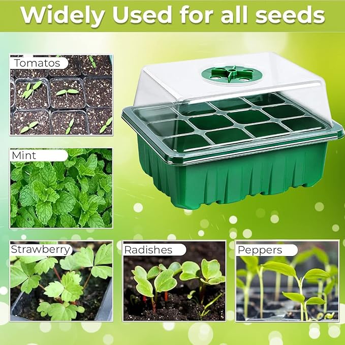 NAMOTEK Plant Heat Mat with 5 Set Seed Starter Tray & Humidity Domes, 60 Cell Trays Germination Station Cloning Kit - Image 6