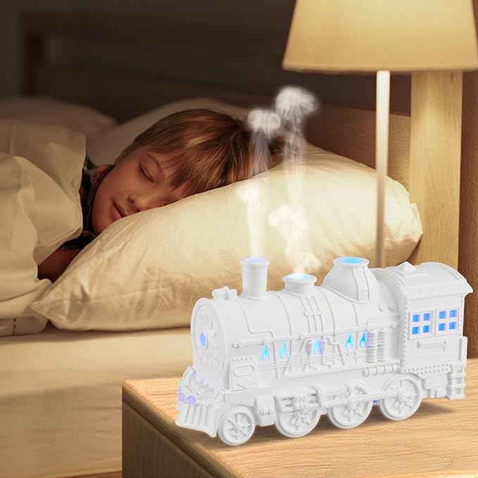 Humidifiers for Bedroom, Cool Quiet Steam Train Looking Mist Air Humidifier Diffuser for Home Baby Nursery & Plants and Auto Shut-off. (White) - Image 6