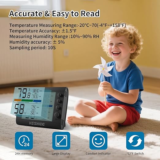 Hygrometer Thermometer Gauge Mini Digital, Monitor Indoor Outdoor Humidity Meter Temperature for Humidifiers Dehumidifiers Greenhouse Reptile Humidor - Image 4