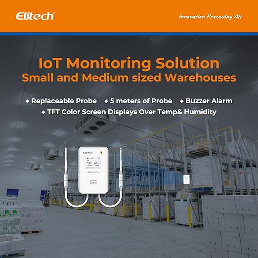 Elitech 2.4GHz/5GHz WiFi Real-Time Temperature Humidity Monitor, Dual Channel Remote Data Logger, Cloud Data Storage, SMS/Email/APP/Web Alarm, Warehouse, Pharmacy, RCW-360Pro-W-DC-5Pack - Image 6