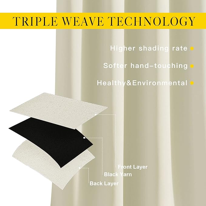 NICETOWN Room Darkening Beige Curtain 84 inch Length - Grommet Solid Thermal Insulated Doorway Drape Blackout Curtain Sound Reducing for Bedroom/Living Room (1 Panel, W66 X L84) - Image 6