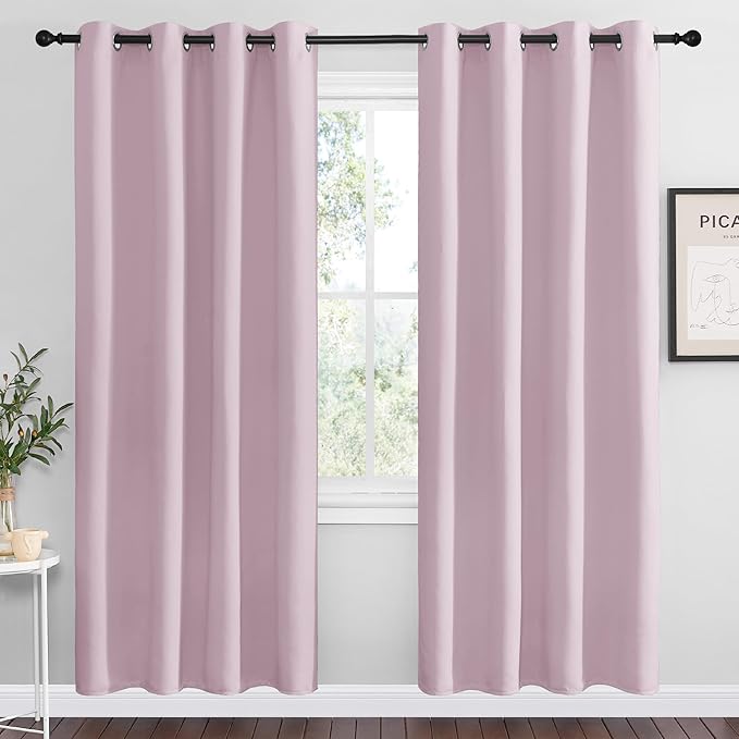 NICETOWN Baby Pink Blackout Curtains 78 inches Length for Living Room, 2 Panels, 55" Wide, Thermal Insulated Decoration Drapes for Bedroom Window by NICETOWN