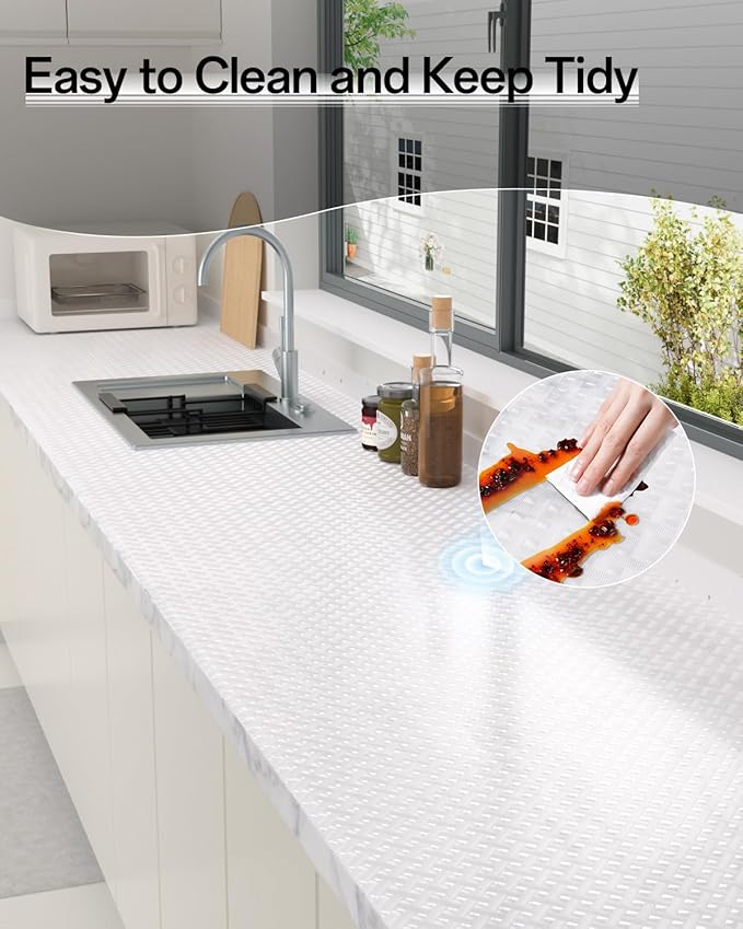 Shelf and Drawer Liner for Kitchen Cabinet, Non-Adhesive 24in x 120in Waterproof Contact Paper Refrigerator Liners Thickened Durable EVA Material Non Slip Mat for Dresser Cupboard Pantry Protector - Image 7