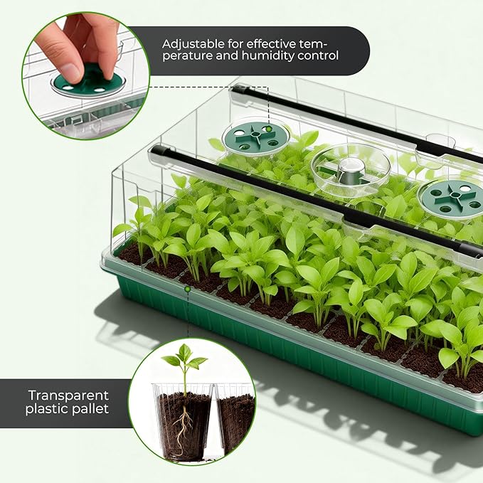 120 Cells Seed Starter Tray with Grow Light, Smart Timer， Seedling Starter Kit with Humidtiy Dome, 3/6/12H Timer，Germination Kit For all plants including cucumbers, tomatoes etc.Plant Seed（2Pack ） - Image 4
