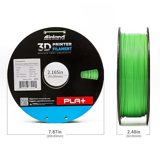 INLAND Micro Center PLA+ 3D Printing Filament 1.75mm - PLA Pro Dimensional Accuracy +/- 0.03 mm - 1 kg Cardboard Spool (2.2 lbs) (1 Pack Neon Green, 1.75mm) - Image 4