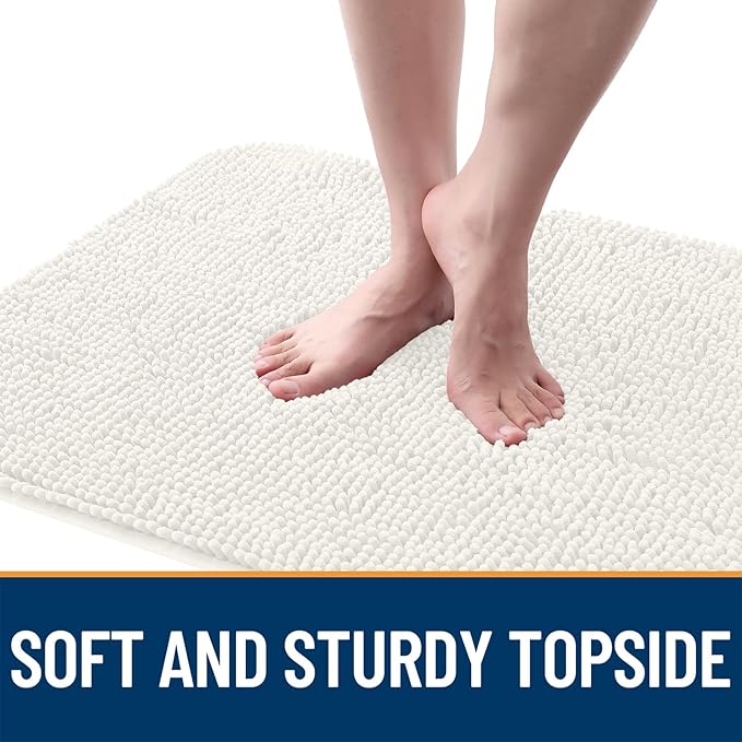 OLANLY Dog Door Mat for Muddy Paws 47x24, Absorbs Moisture and Dirt, Absorbent Non-Slip Washable Doormat, Quick Dry Chenille Mud Mat for Dogs, Entry Indoor Entryway Carpet for Inside Floor, Ivory - Image 4