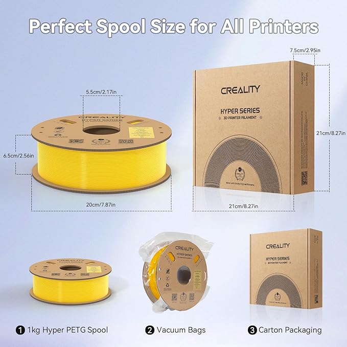 Official Creality Hyper PETG Filament 1.75mm, High Speed 600mm/s 3D Printer Filament PETG, 1kg(2.2lbs)/Spool, Dimensional Accuracy ± 0.05 mm (Yellow) - Image 8