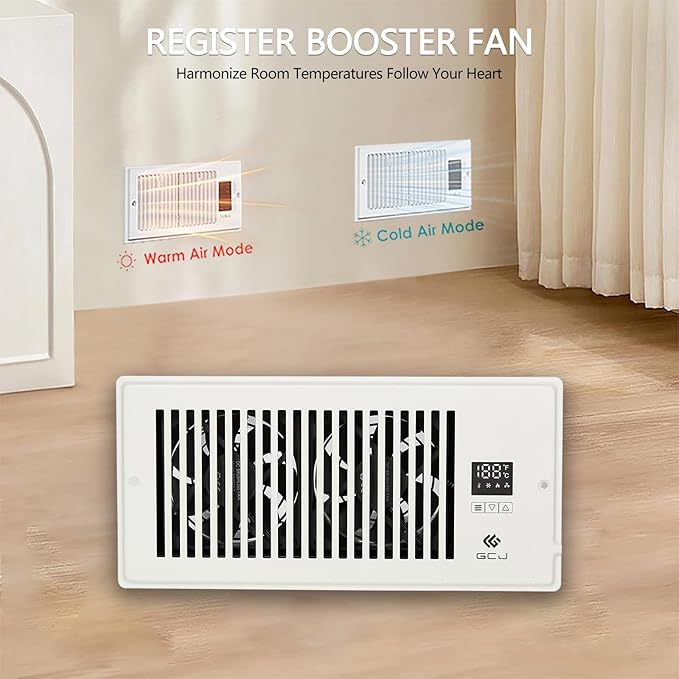 GCJ Register Booster Fan,Fits Wall and Floor 4” x 10” Register Holes,Vent Fan with Remote Control and Adjustable 10-Speed including Powered Vent,White. ﻿ - Image 6