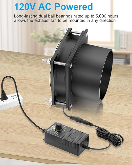 GDSTIME 3 Inch Solder Fume Smoke Extractor Fan with Speed Controller, 80mm Small Axial Exhaust 12V Computer Fan with 110V 120V AC Plug for Soldering, 3D Printer Enclosure, DIY Workstation - Image 3