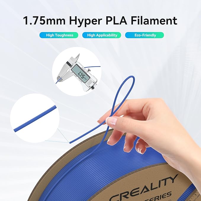 Creality Hyper PLA Filament 1.75mm, 30-600mm/s High Speed 3D Printer Filament, Dimensional Accuracy +/-0.02mm, Fit Most FDM 3D Printers, 4 Pack 1kg Spool(2.2lbs), Black & White & Grey & Blue - Image 5