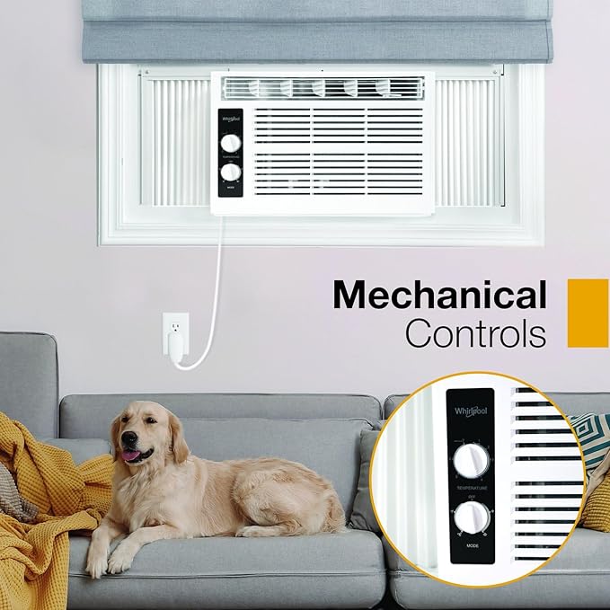 Whirlpool 5,000 BTU 115V Window Air Conditioner & Dehumidifier with Mechanical Controls, Window AC Unit for Apartment, Dorm Room, & Small Rooms up to 150 Square Feet in White - Image 7
