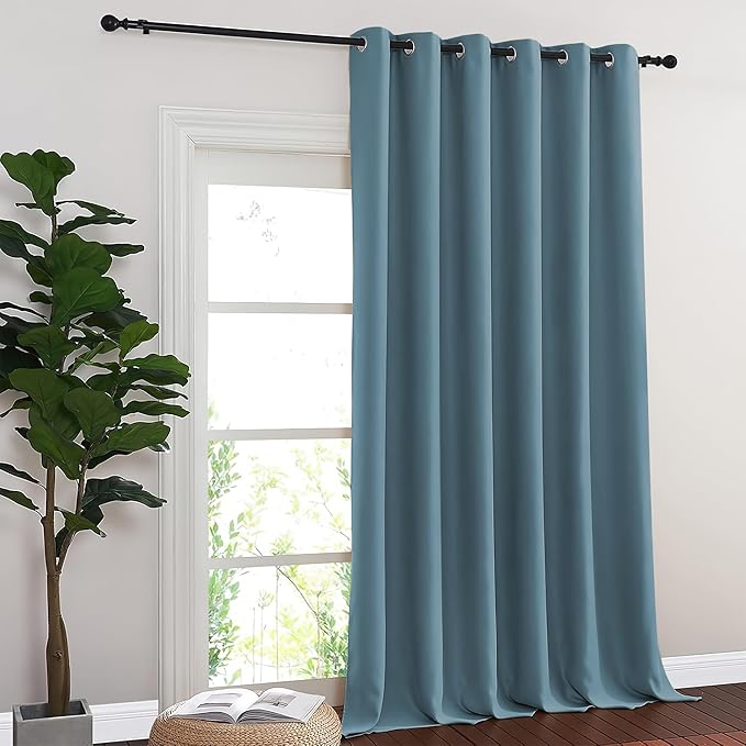 NICETOWN Blackout Curtains & Drapes - Privacy Thermal Efficiency Backdrop Curtains for Bedroom Room Divider Living Room Patio Sliding Glass Door, Wide 80 x Long 144 inch, Smoky Blue, 1 Panel - Image 7
