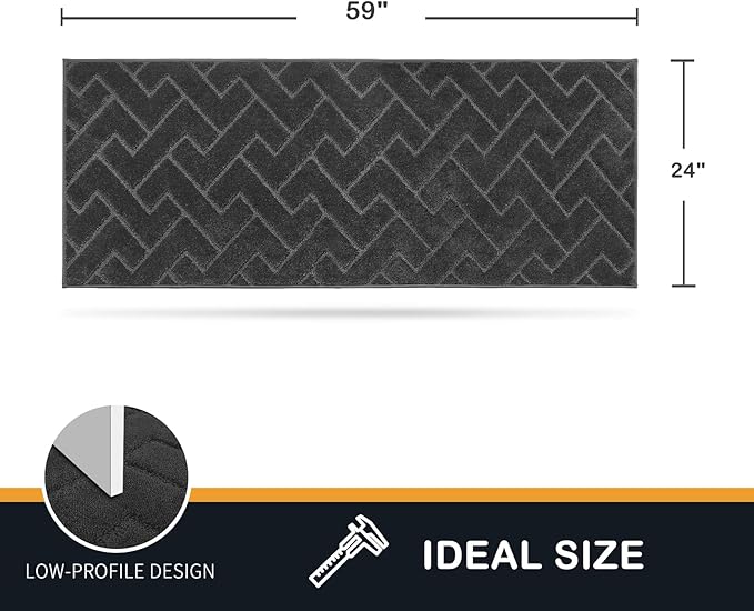 PURRUGS Dirt Trapping Door Mat 24" x 59", Non-Slip Machine Washable Entry Rug, Dog Doormat, Indoor Front Door Mat, Super Absorbent Entryway Rug for Muddy Shoes & Paws, Charcoal - Image 2