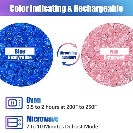 5.5LBS Silica Gel Desiccant Beads, Premium Blue Indicating Reusable Desiccant Bulk, Industry 3-5 mm Silica Beads Dehumidifier for 3D Filament, Electronic Devices, Camera, Jewelry, Safe (10PCS Bags) - Image 3