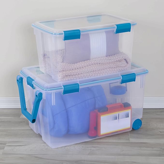 54 Quart Clear Storage Bin with Gasket Lid, Weather-Resistant Latching Container, Blue, 22.5x16x12.75 Inches, 4 Pack - Image 8