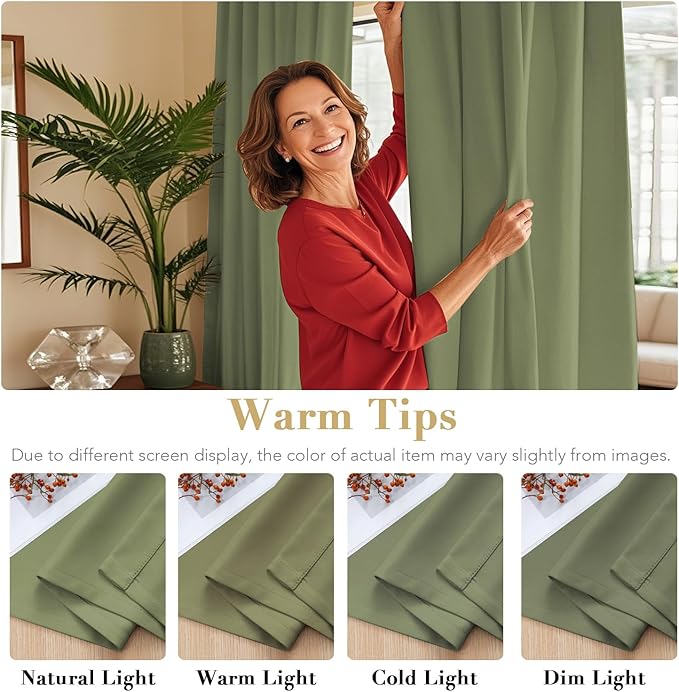 H.VERSAILTEX Blackout Curtains for Living Room Thermal Insulated Window Treatment Panels Room Darkening Blackout Drapes Back Tab/Rod Pocket Bedroom Draperies, 52 x 84 Inch, Sage, 2 Panels - Image 6