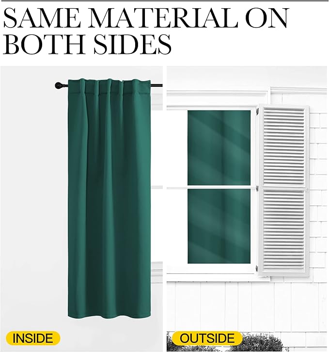 NICETOWN Bedroom Blackout Curtain Panels - (Hunter Green Color) 52 x 120 inch, 2 PCs, Insulating Energy Saving Solid Rod Pocket Blackout Drapes for Hall, Villa - Image 6