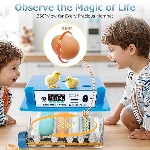 Automatic Egg Incubator 16 Egg Incubators for Hatching Eggs with Temperature Control Humidity Control and Display for Goose Chicken Duck Quail Pigeon Eggs Auto Turner, Blue - Image 7