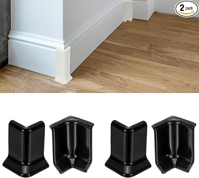 uxcell Self Adhesive Baseboard Corner Blocks, 2.2 Inch Wall Edge Corner Protector 2 Inside + 2 Outside Corners-Connector for Wall Floor Furniture Edge(Black) by uxcell