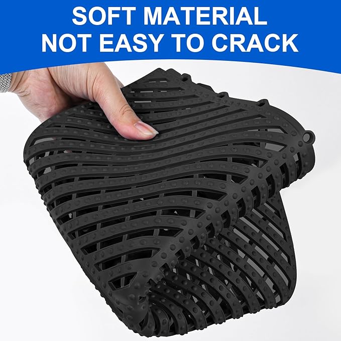 MYFAMIREA Modular Interlocking Cushion 12 Pack 11.8" x 11.8" Rubber Floor Tiles Non-Slip Splicing Drainage Mats for Deck, Pool, Shower, Patio, Balcony, Bathroom, Kitchen, Yard (1 Rows Dots, Black) - Image 3