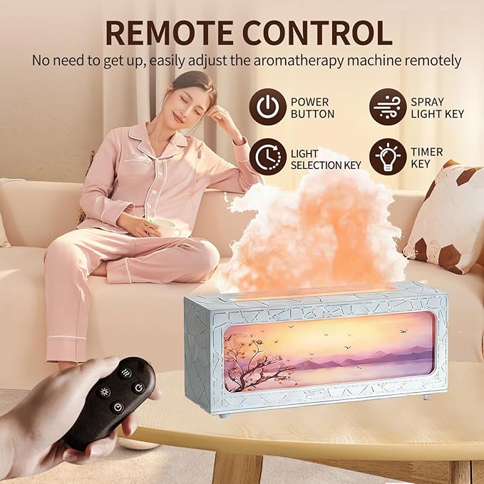 Fireplace Flame Essential Oil Diffuser - 7 Color LED Ultrasonic Aromatherapy Humidifier, 250ml, with Timer, Suitable for Home, Bedroom, Office, Yoga (C08W) - Image 5