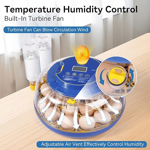 18 Egg Incubators for Hatching Eggs, Chicken Egg Incubator with Automatic Egg Turning and Temperature Humidity Control, 360° Clear View Lid or Home, Farm, Classroom, Hatching Chicken, Duck,Quail,Goose - Image 3