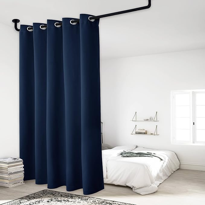 NICETOWN 100% Blackout Cold Blocking Patio Sliding Door Curtain, Wide Lined Drape, Keep Warm Drapery, Sliding Glass Door Panel for Night Shift（Navy Blue, 1 Panel, 70 inches Wide x 84 inches Long - Image 9