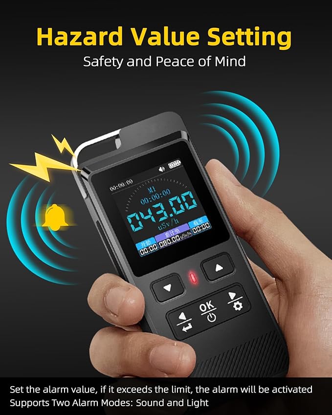 Geiger Counter Nuclear Radiation Detector Detect Beta Gamma X-Ray with Color LCD Display, Timing Monitoring, 5 Dosage Units Switched, Rechargeable Portable Radiation Dosimeter for Home - Image 5
