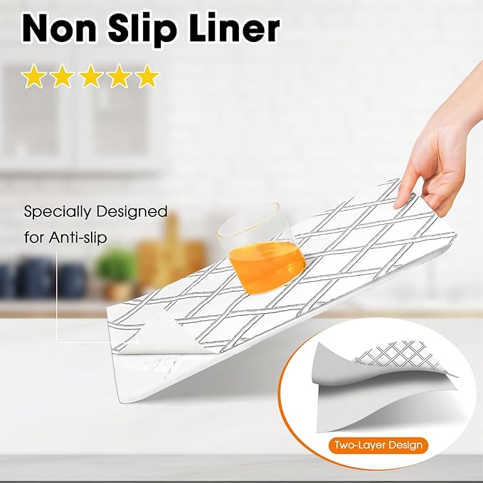 Drawer and Shelf Liner for Kitchen Cabinets Non-Adhesive, Non-Slip Cabinet Liner Shelf Paper Strong Grip Waterproof Easy to Clean for Kitchen Shelves Cupboard,Geometric,12IN X 30FT - Image 2