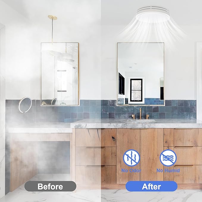Akicon Bathroom Exhaust Fan with Light, 110CFM, 2.0 Sones for Ceiling, 1000lm Dimmable LED Light and 150lm Nightlight Dual Color Bathroom Vent Fan for Home, Round, White - Image 7