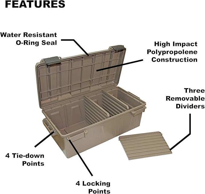 MTM ACDC30, Divided Ammo Crate Utility Box, Water- Resistant, Stackable, Snap Latch, USA Made, Dark Earth - Image 6