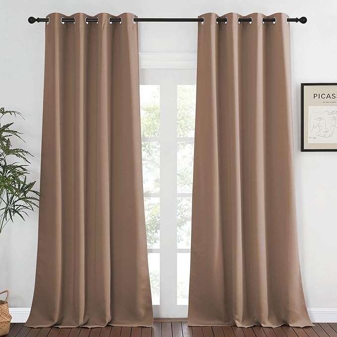 NICETOWN Bedroom Curtain Room Darkening Drapery 102 inches Length - Home Fashion Thermal Insulated Grommet Room Darkening Curtain for Living Room (Cappuccino, 1 Panel, 52 x 102 inches) by NICETOWN