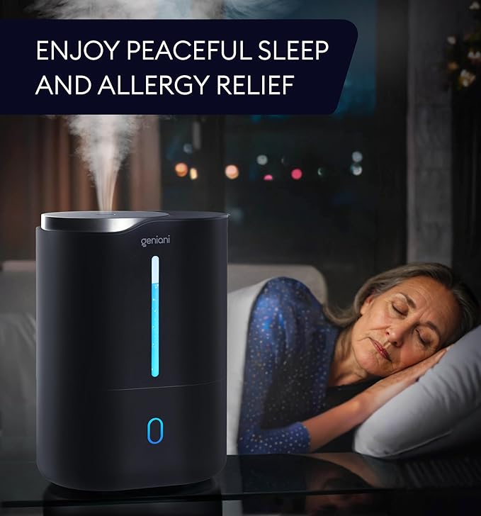 Top Fill Humidifier with Essential Oil Diffuser 6L for Home, Baby, Bedroom, Large Room & Indoor Plants, Cool Mist Ultrasonic Quiet Air Humidifiers, Automatic Humidity Control, Night Light (6L, Black) - Image 8