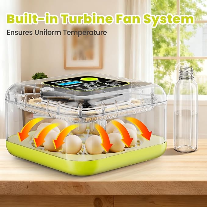 Egg Incubators for Hatching Eggs, 12 Egg Incubator with Automatic Egg Turning and Humidity Control, Incubator for Chicken/Quail/Duck Eggs with Temperature Control/LED Egg Candler, 360 Degree View - Image 3