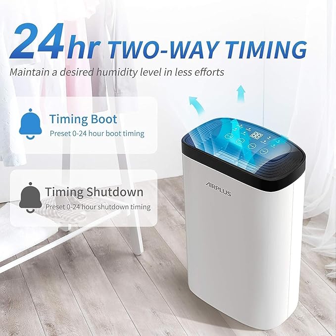 AIRPLUS 1,500 Sq. Ft Dehumidifier for Basement, 30 Pints Powerful Dehumidifier for Home, Large Rooms, Bedrooms, Sufficient Capacity Water Tank with Drain Hose (AP1907) - Image 2