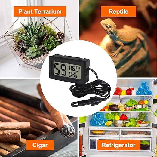 6-Pack Mini Digital Thermometer Hygrometer with Probe Indoor Temperature Humidity Meter Gauge LCD Fahrenheit Display Hygrometer Thermometer Gauge, Black - Image 6