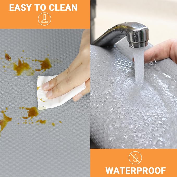 Shelf Liners for Kitchen Cabinets 16-inch: Waterproof Non-Adhesive Drawer Liner Light Gray - 16 in x 300 Inch Easy to Clean Cupboard Mat for Pantry Shelves - Image 5