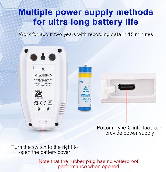 BT Temperature Humidity Data Logger Smart Thermometer Hygrometer 64000 Measurement Data Storage High-Precision Sound and Alarm IP54 Waterproof Temperature Humidity Sensor - Image 6