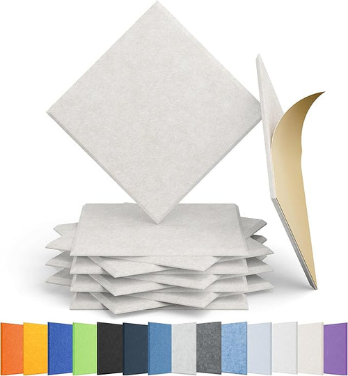 12 Pack Acoustic Panels Self Adhesive Sound Proof Foam, High Density Sound Acoustic Panel, 12X12X0.4 Inch Square Panels in Home, Office, Reccording Room, Studio,and more(Beige) by Amantech