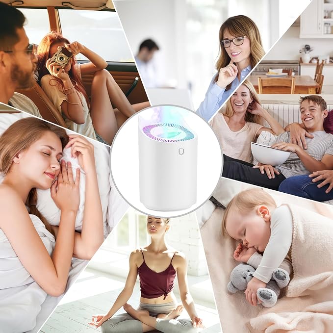 Blingbin Humidifiers for Bedroom, 3L Dual Nozzle Air Humidifiers for Home with Color Changing Night Light, Portable Quiet Cool Mist Humidifier for Baby Plant Office, 3 Mist Modes, Auto Shut Off - Image 7
