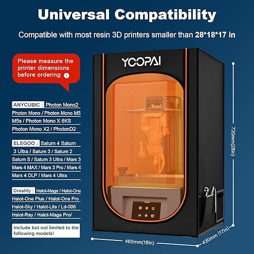 Multifunctional Resin 3D Printer Enclosure with Ventilation Filter, High Quality 3D Printer Vented Enclosure Tent Cover Eliminate Odors Compatible with Anycubic Elegoo Series LCD Resin UV 3D Printer - Image 4