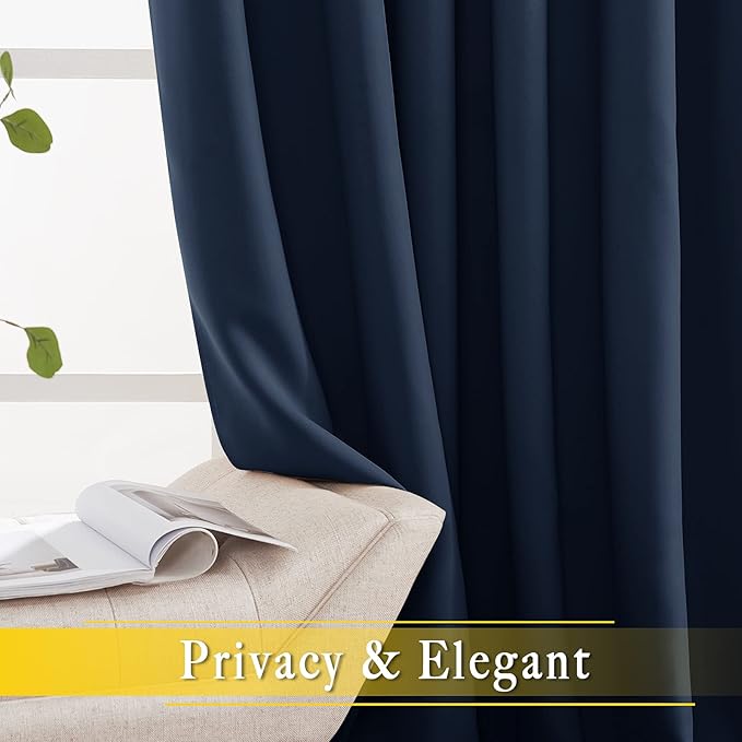 NICETOWN Blackout Navy Blue Curtain 102 inches Long, Grommet Thermal Insulated Room Divider Drape Extra Wide Window Treatment for Sliding Glass Door/Living Room, W80 x L102, 1 Panel - Image 6