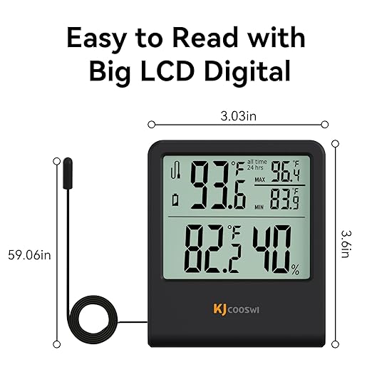 Digital Indoor Outdoor Thermometer Wired, Indoor Outdoor Temperature Monitor with Min/Max Record and Extra Temperature Probe Sensor for Home, Office, Greenhouse, Aquarium, Refrigerator, Freezer - Image 3