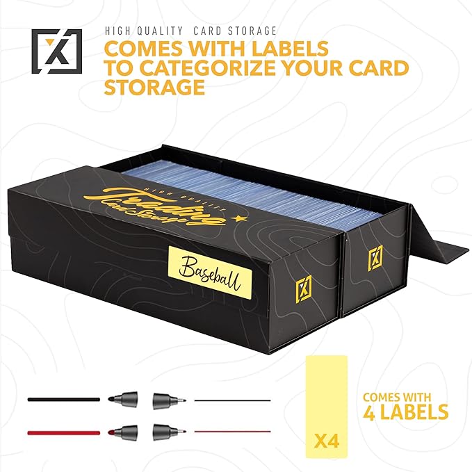 Trading Card Storage Box [3 PACK] - Magnetic Lid | Fits 800 Cards, 200 Toploaders, or 50 One Touch - Baseball Card Storage Box - Labels included - Image 4