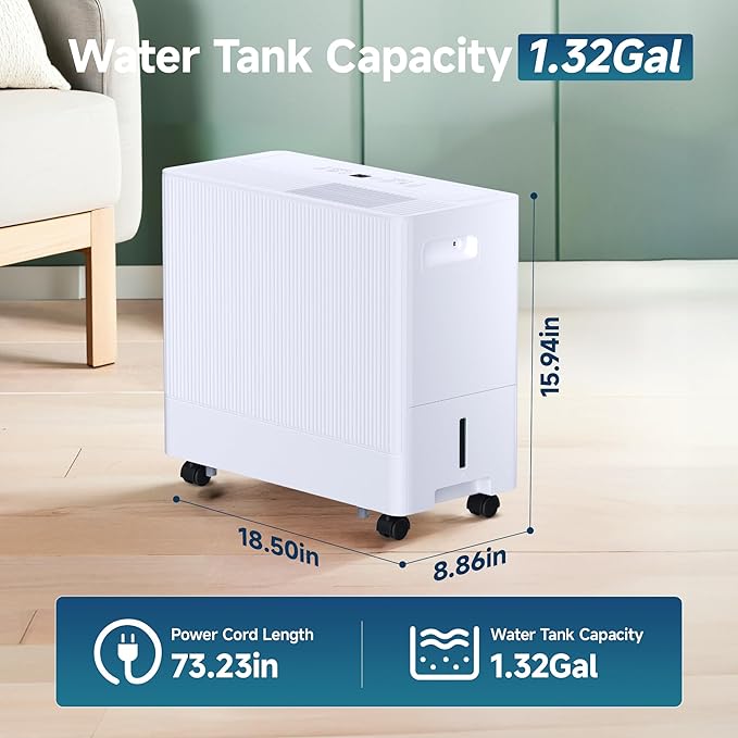 35 Pints Dehumidifier for Basement with Drain Hose,3000 Sq.Ft Dehumidifiers for Home,With 24-Hour Timer Function,Automatic Defrost,Multiple Dehumidification Modes,Suitable for Large Rooms - Image 6