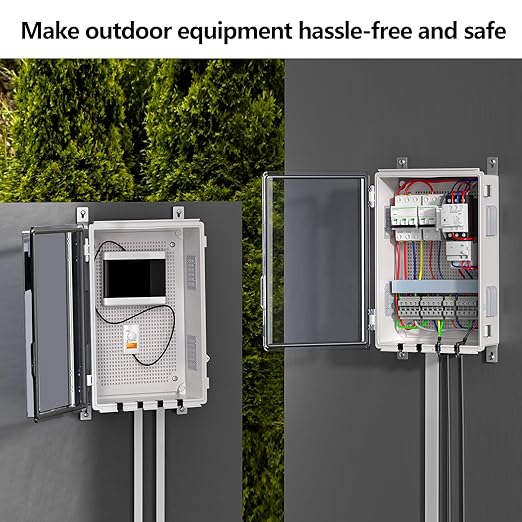 ABS Electrical Junction Box, Ventilated Design, Cable Grommets, IP65 Waterproof Enclosure, Indoor/Outdoor Use with Mounting Panel. (Clear Cover, 15.7"x11.8"x7.1") - Image 2
